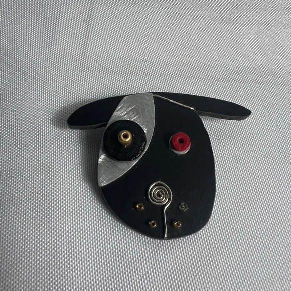 Unique Dog Pin Brooch Vintage Mutli Texture Piece - Picture 6 of 8